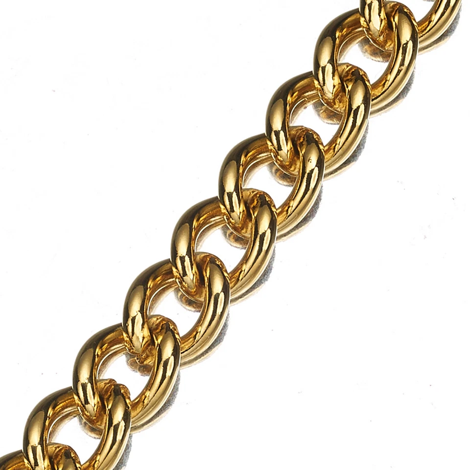 Strong 18K Gold Stainless Steel Curb Chain Pet Lead Leash With Leather Handle - Image 4 of 4