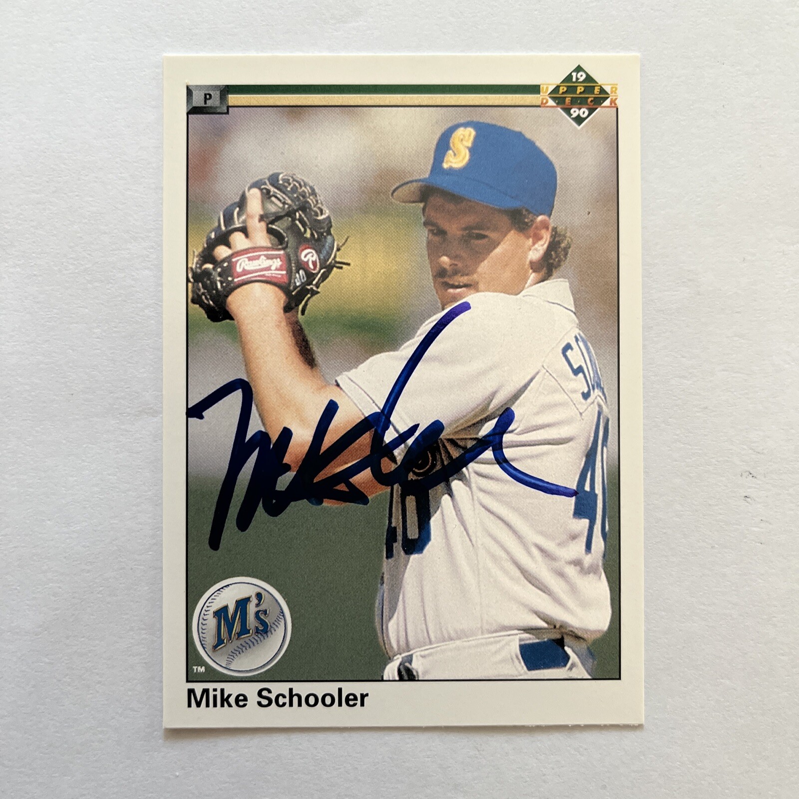 MIKE SCHOOLER 1990 UPPER DECK AUTOGRAPHED SIGNED AUTO BASEBALL CARD