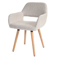 Esszimmerstuhl MCW-A50 Ii, Stuhl Lehnstuhl, Retro Design ~ Textil, Creme/Grau
