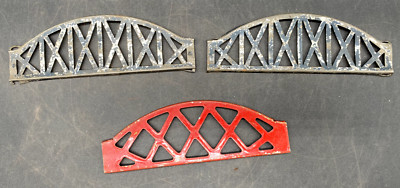 (3) GILBERT ERECTOR MECCANO SET PARTS BRIDGE PIECES BLUE & RED