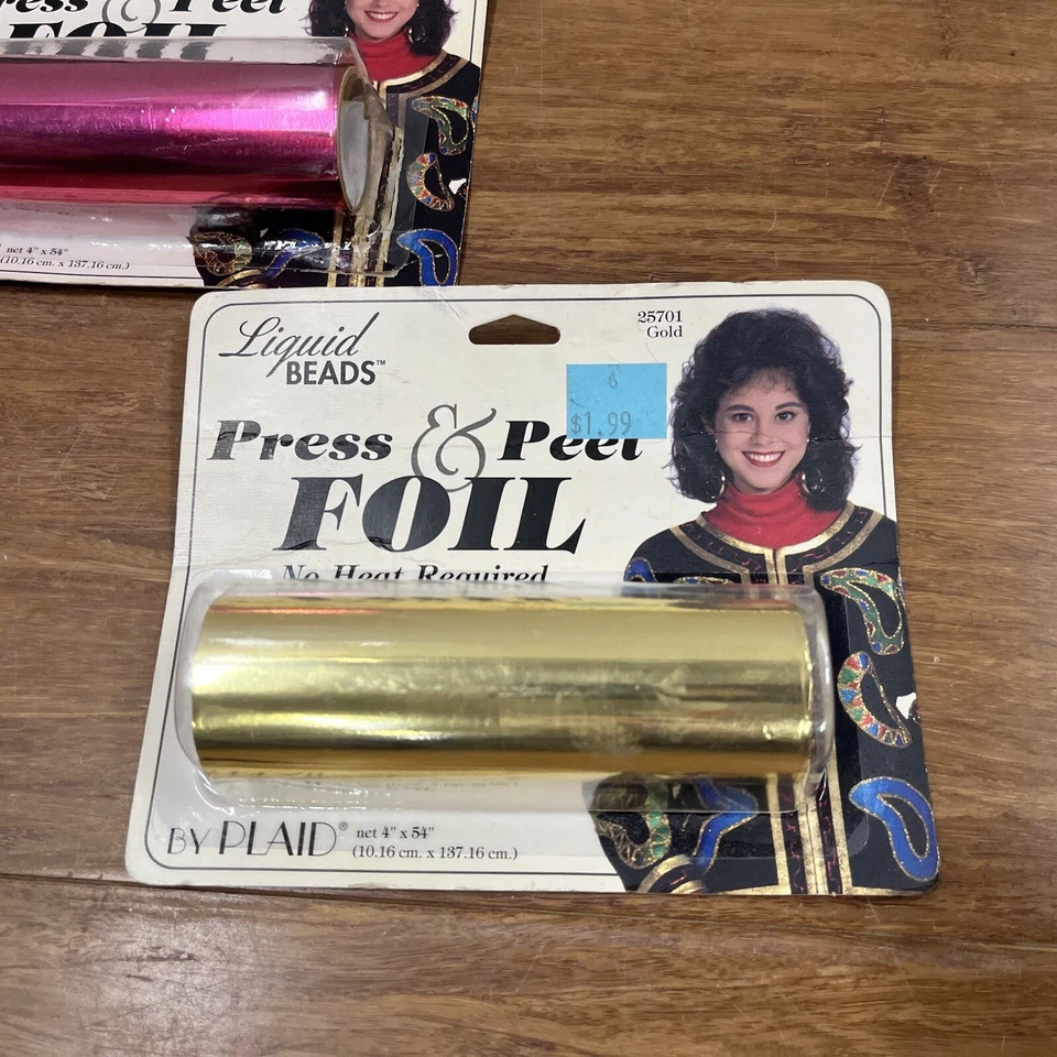 VTG Liquid Beads Press & Peel Foil Pink Ice And Gold NOS Bedazzle 1980s 90s Cool - Image 3 of 4