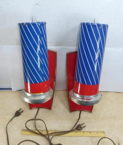 Vintage Genesee Heat Motion Spinner Wall Interior Parts For Light Beer Sign Pair