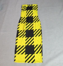 Kimcine CURVE Dress Womens Size Large Yellow Black Check Tube Bodycon Laced Back