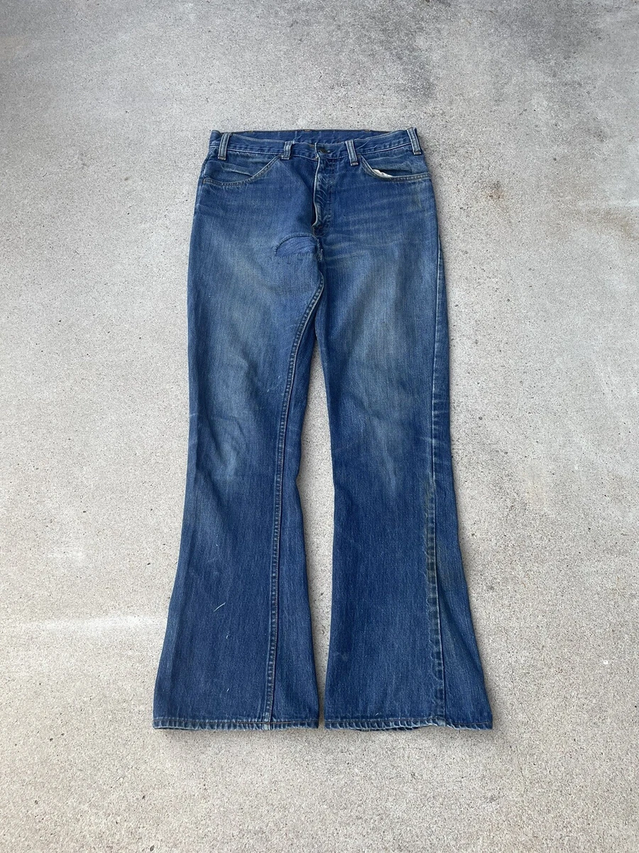 Vintage 70s Levi’s 646 Bellbottom Flare Big E Orange Tab Denim Jeans Men’s 32x32