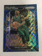 2016-17 Prizm Isaiah Thomas #10 Go Hard Or Go Home Blue Wave Numbered 59/99