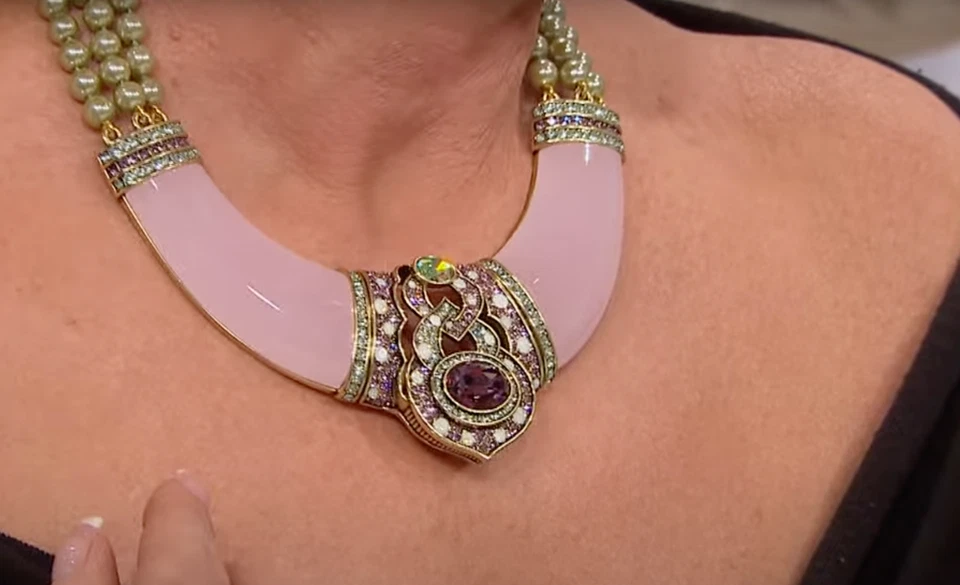 HEIDI DAUS «Фирменный акцент» бисером кристалл и смолы нагрудник ожерелье - розовый - новый в коробке - Изображение 4 из 4