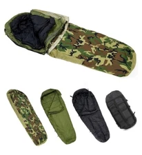 MT Military Modular Sleeping Bag System Multi Layered/ Bivy Cover Woodland 4pcs
