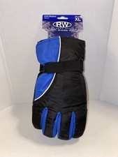 RW RUGGED WEAR Winter Snow Ski Gloves Insulated Wrist Straps Size XL BLUE/BLACK