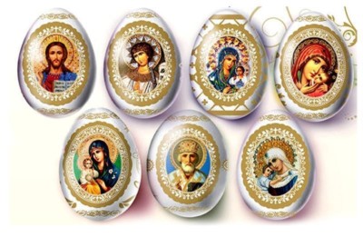 Pack of 7 Madonna & Child Christ Icons Decorative Egg Wraps for Easter Decor