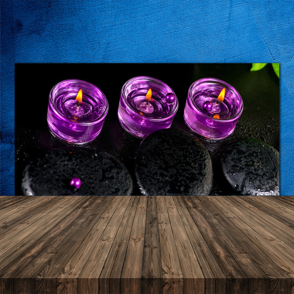 Crédence de cuisine en verre fond de hotte 120x60 motif bougies