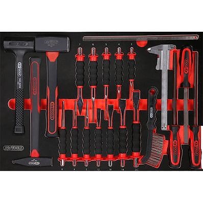KS TOOLS Hammer- / Meißel- / und Feilen-Satz in Schaumstoffeinlage, 21-tlg
