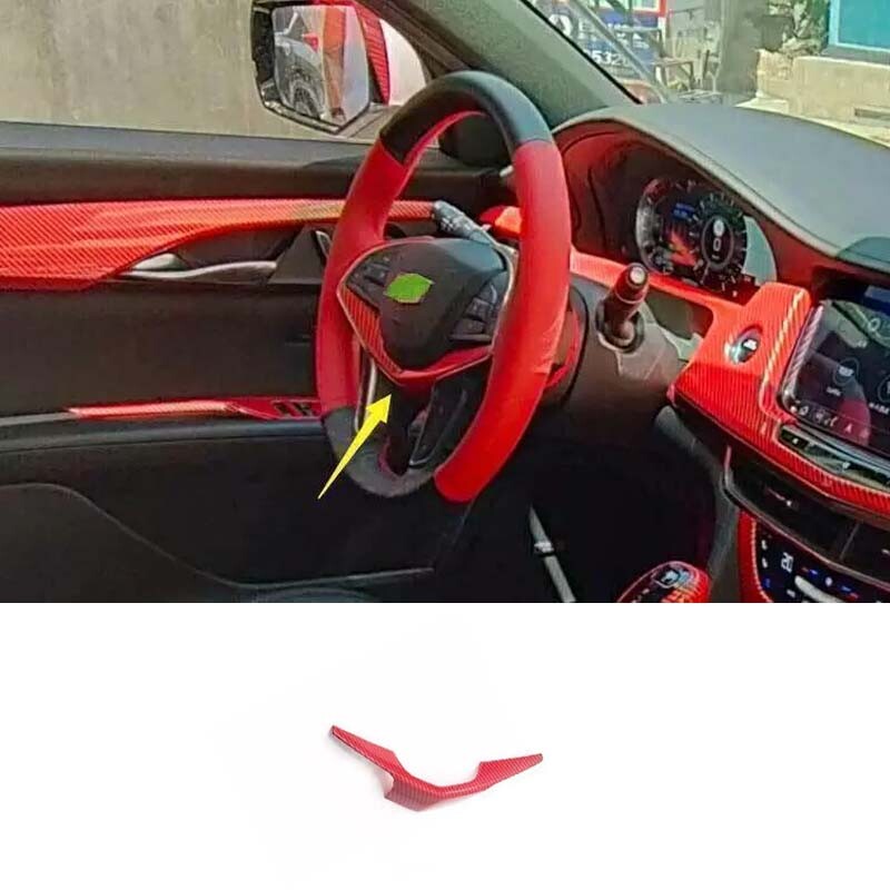 For Cadillac CT6 CT6-V 2016-2020 Cover Trim NEW Red Carbon Fiber Steering Wheel