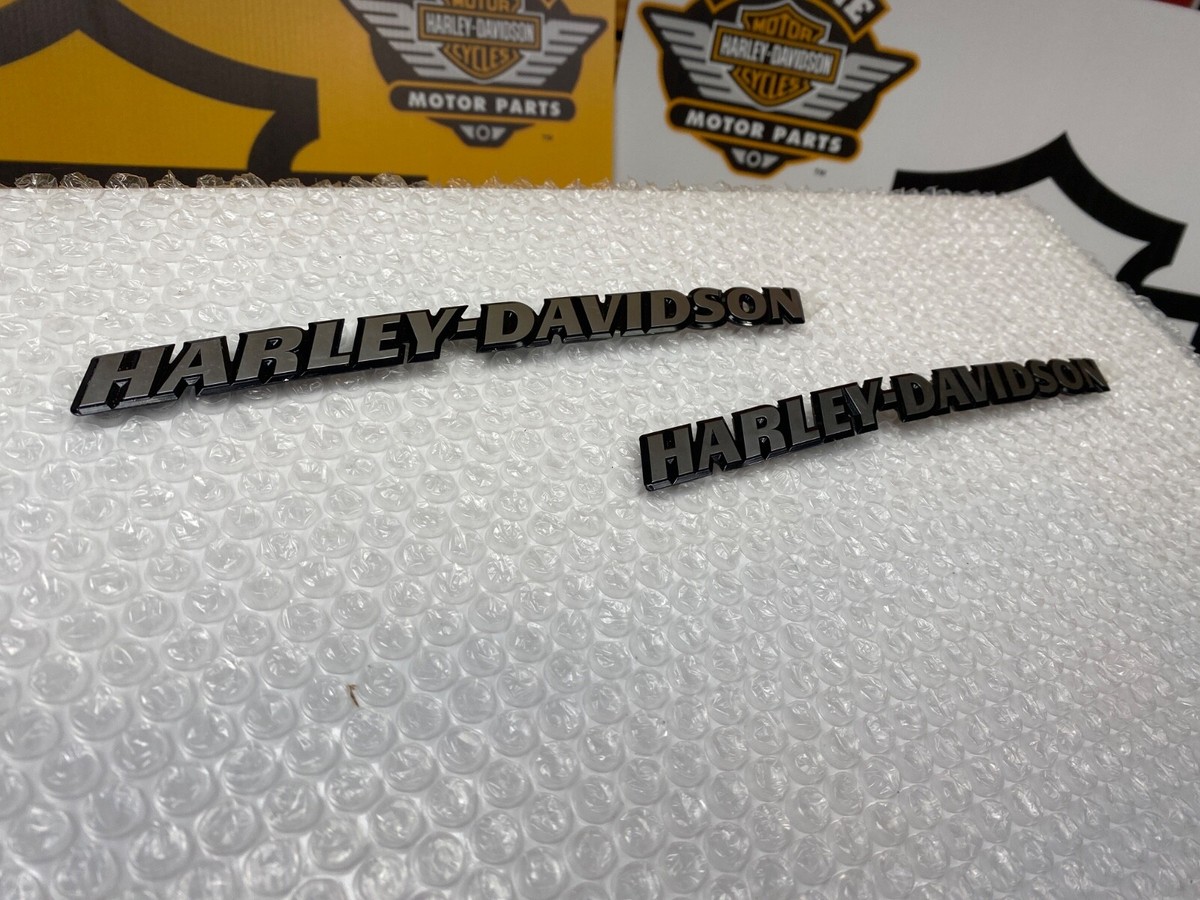 OEM Harley 08-25 CVO Brushed Silver & Black Fuel Tank Emblems Set