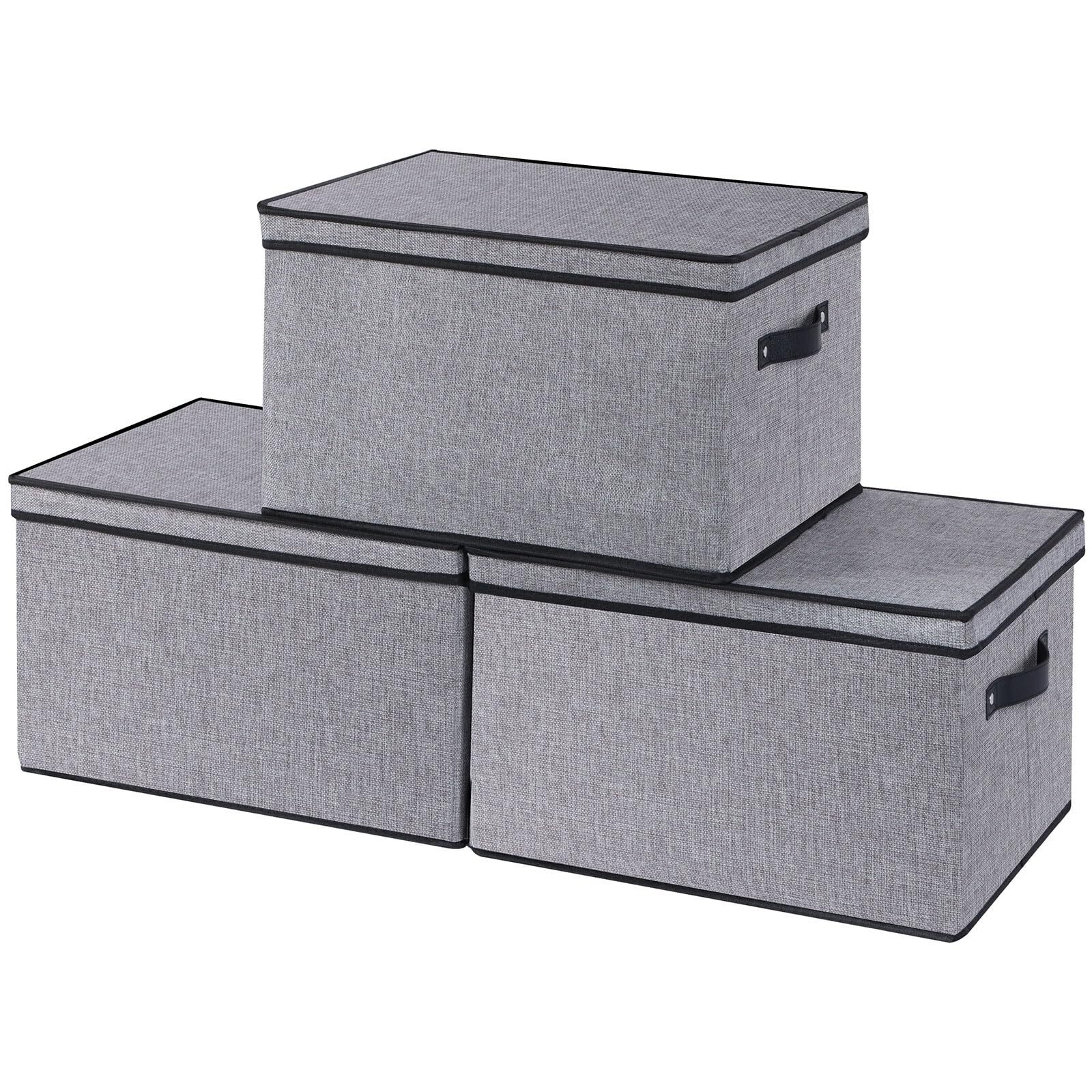 Fabric Storage Boxes, 16.5 x 11.8 x 10.2 Inch Storage Baskets for Shelves wit...
