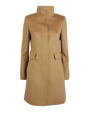 Max Mara Studio  Agnese  Camel High Neck Coat, Wool, Sz UK4 US2 IT 36 BNWT NEW