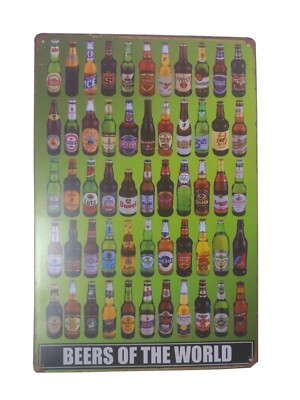  Tin Beer Sign Beers Of The World 11³/  X 8