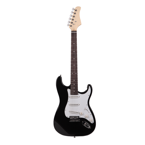 Rosewood Fingerboard Electric Guitar Black w/ White - Picture 2 of 8