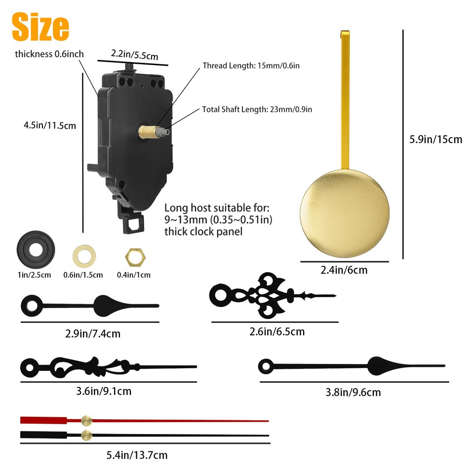 Quartz Wall Clock Pendulum Swing Movement Mechanism DIY Kit Silent ...