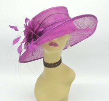 SF17 Purple Wine Kentucky Derby Church Wedding Easter WideBrim Sinamay Dress Hat