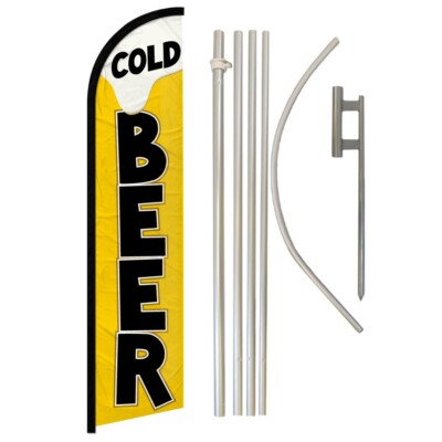 Cold Beer Windless Banner Swooper Advertising Flag Pole Kit Concession Drinks