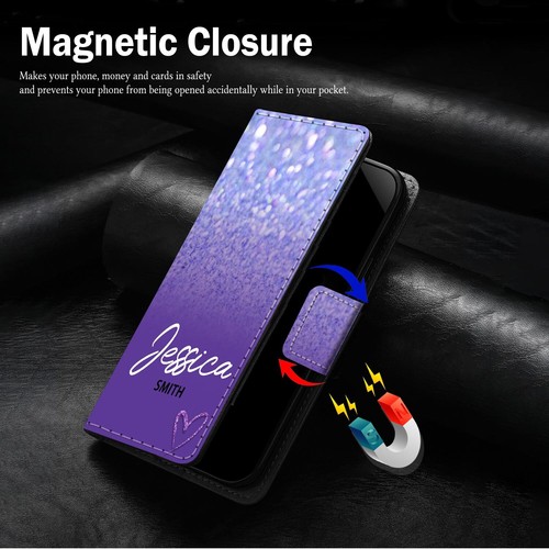 Funda tipo billetera de cuero personalizada abatible para iPhone 16 Pro Max 14 13 12 15 11 - Imagen 81 de 105