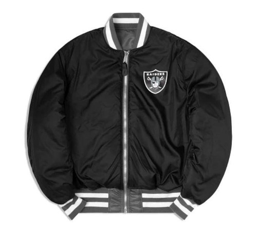 New Era NFL Las Vegas Raiders Reversible Alpha Industries MA-1 Bomber Jacket - Picture 6 of 8