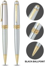 CROSS BAILEY MEDALIST 23KT GOLD AND POLISHED CHROME BALLPOINT PEN NEW $80 GIFT