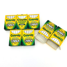 Crayola Anti-Dust White Chalk Non-Toxic 12 Pc Vtg Lot of 5 Boxes Plus Extra READ