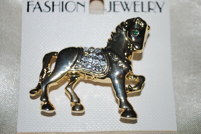 Pin's Fer à Cheval Cristal Argenté - Style Cowgirl Western Rodéo - Neuf Sans Emballage