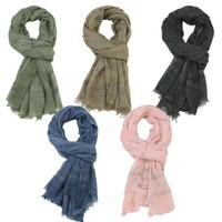 Soft Striped Men's Scarves Cotton Linen Yarn-dyed Male Accessories
