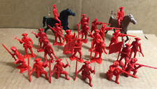 Marx Revolutionary War 23 British Soldiers  2 Horses, 54mm Red PL-676  