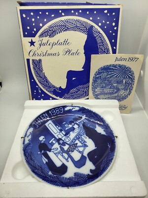 Vintage Julen 1989 Christmas Plate ''Preparing for Christmas'' Porsgrunds Norway