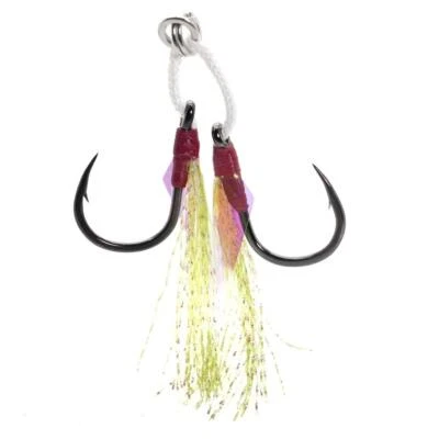 Mustad J-ASSIST4 Light Double Jigging Assist Rig 1-3/0 crochets accessoires 2... - Photo 1/3
