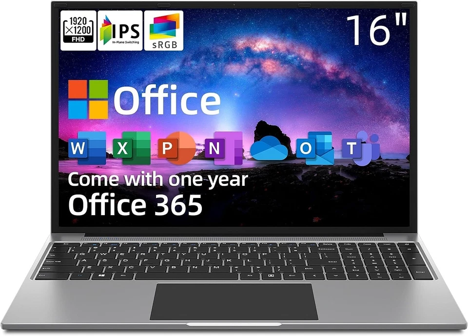 Laptop, 16 Inch FHD IPS Display (16:10), Intel Celeron Quad Core CPU, 4GB DDR4 - Image 3 of 4