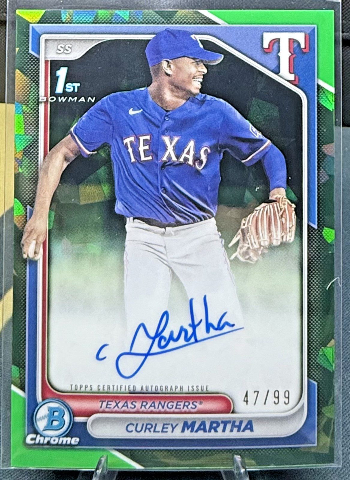 Curley Martha 2024 Bowman Chrome Sapphire Green Prospect 1st Auto /99