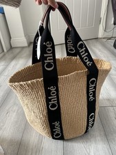 Chloe Woody Large Leather-trimmed Raffia Tote Basket Bag NEW Tags RRP £650 SALE