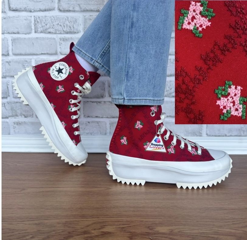 CONVERSE Run Star Hike Hi Platform Rose Cross Stitch 6 Men Shoes Sneaker A14885C ❤️CONVERSE Run Star Hike Hi Platform Rose Cross Stitch 8.5  main image 2
