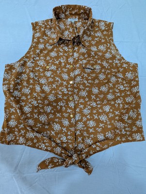 Mileage caramel& white sleeveless/ tie at waist,flap pocket w/gold button 2XNew