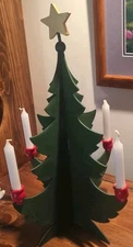 Traditional Swedish Wooden Christmas Tree Candle Holder Comes Apart To Fold Flat