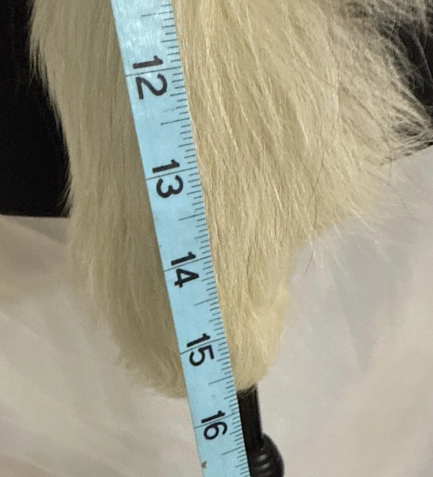 Sombrero de piel genuina Arctic Fox cosido a mano manta de lana forro cola larga negro blanco Foto 4 de 4