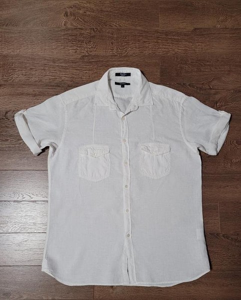 Men Gant Shirt White Linen 40 /L / 48 #7Y20