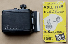 Graflex 22 Graphic 120 Roll Film Holder 2x3 Graflok Back w/ Original Brochure