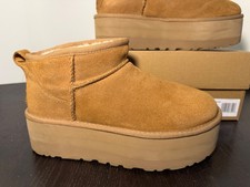UGG Classic Ultra Mini Platform Suede Boots Chestnut Womans 7