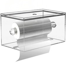 Kitchen Paper Towel Holder with Lid Wall Mount Acrylic Hanging Paper Towel Di...