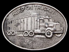 KF21147 VERY COOL VINTAGE 1970s ***KEEP ON TRUCKIN'*** PEWTER BELT BUCKLE