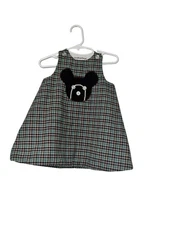 Church Mouse Designs Dog Appliqué Sleeveless Jumper Dress Sz 18m Green Brown