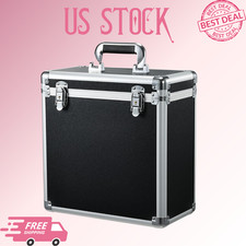 Vinyl Record Storage Case LP Album Organizer Holds 30 Records Aluminium Black