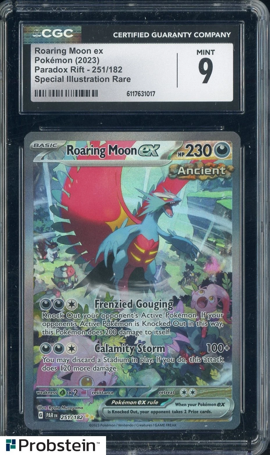 2023 Pokemon Paradox Rift #251 Roaring Moon Ex Special Illustration Rare CGC 9