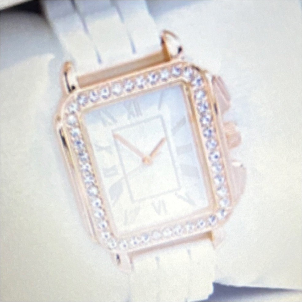 Women’s Rectangle Analog Wristwatch White Silicone Strap Rose Gold Roman Dial
