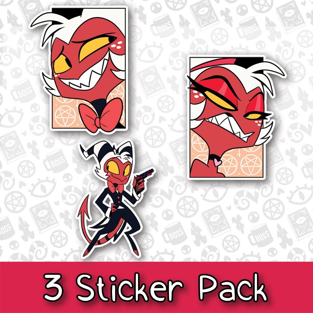 Helluva Boss Moxxie Portrait Sticker Pack Vivziepop Sharkrobot Shark Robot